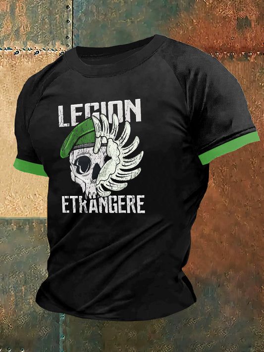 Legion Etrangere Skull Print Vintage Fashion Plunger T-shirt à manches courtes pour hommes