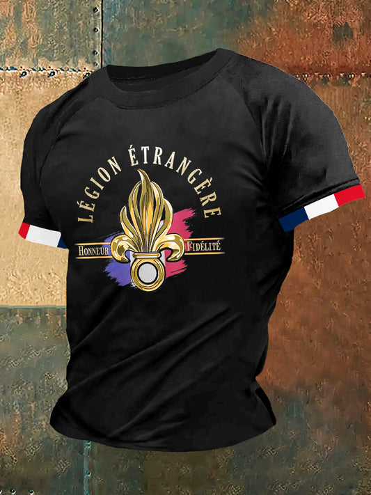Legion Etrangere Print Vintage Fashion Plunger T-shirt à manches courtes pour hommes