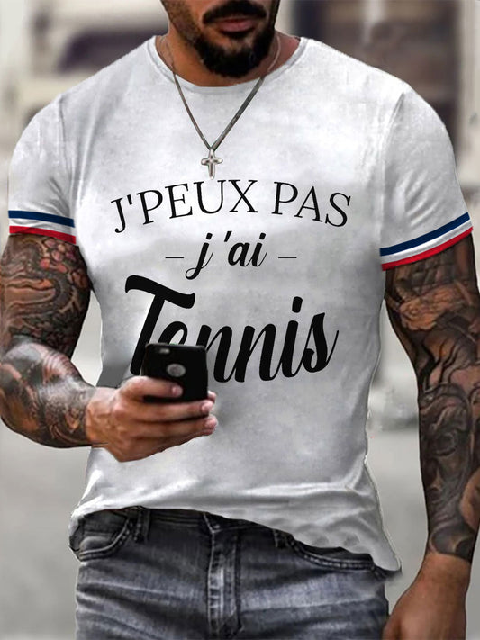 T-shirt décontracté imprimé tennis pour femmes