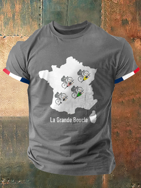 T-shirt à manches courtes La Grand Boucle Print Vintage Fashion pour hommes