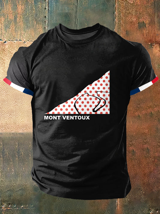 T-shirt à manches courtes Mont Ventoux Print Vintage Fashion pour hommes