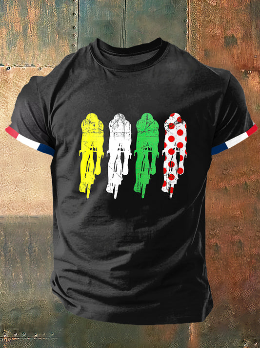 T-shirt à manches courtes Course De Vélo Print Vintage Fashion pour homme