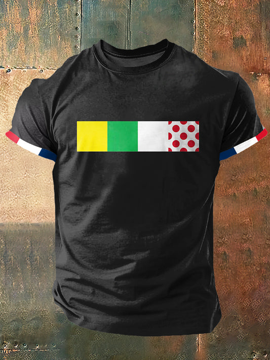 Tour De France Print Vintage Fashion T-shirt à manches courtes pour hommes