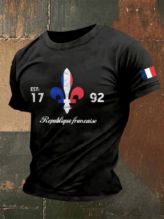 T-shirt imprimé à manches courtes Si Ce Drapeau Te Dérange Homme