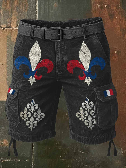 Homme Vintage Imprimé Casual Cargo Shorts