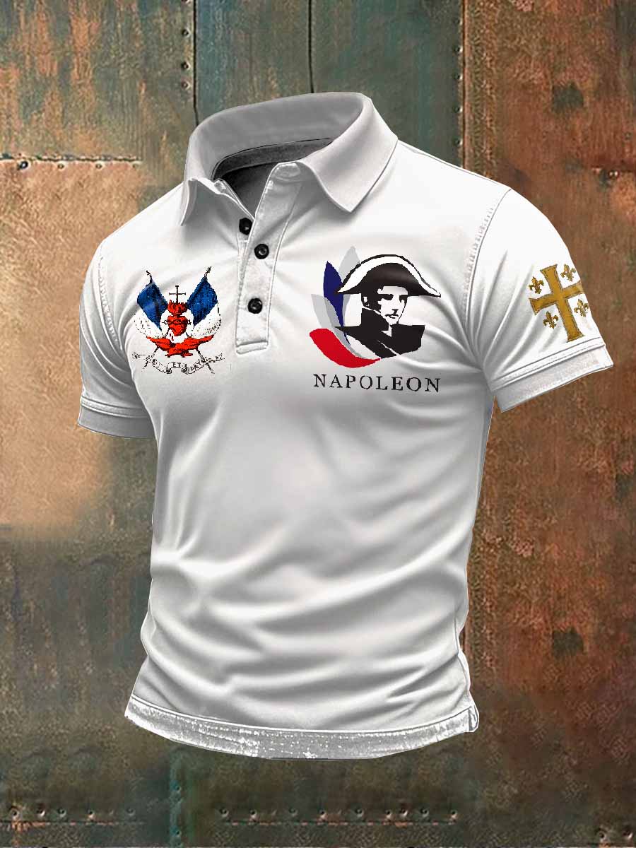 Polo Imprimé Illustration Rétro Pour Homme