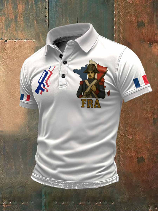 Polo Imprimé Illustration Rétro Pour Homme