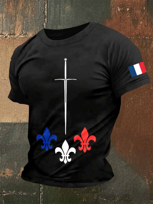 T-Shirt Décontracté À Imprimé Rétro Pour Homme