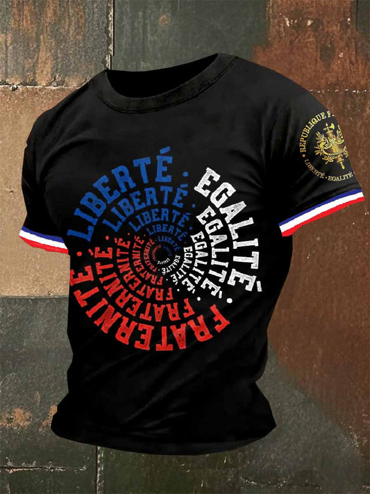 T-Shirt Décontracté À Imprimé Rétro Pour Homme