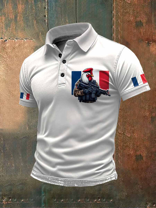 Polo Imprimé Illustration Rétro Pour Homme