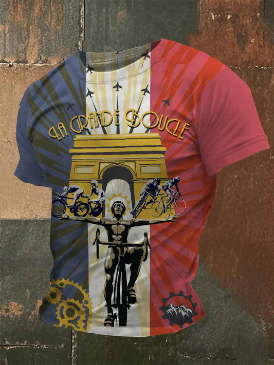 T-Shirt Décontracté À Imprimé Rétro Pour Homme