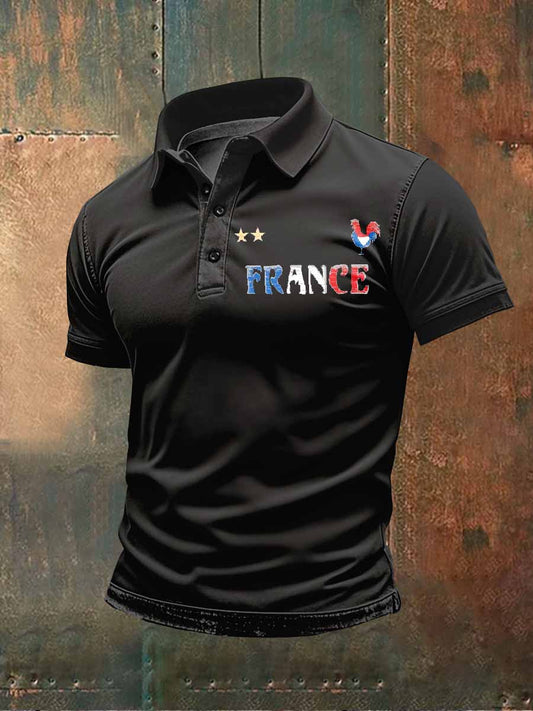 Polo Imprimé Illustration Rétro Pour Homme