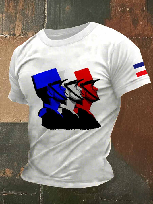T-Shirt À Manches Courtes Style Militaire Français Vintage Pour Homme