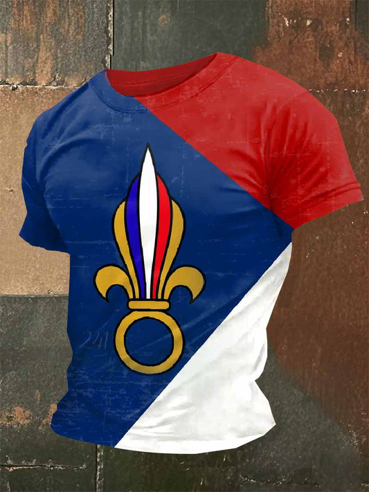 T-Shirt À Manches Courtes Style Militaire Français Vintage Pour Homme