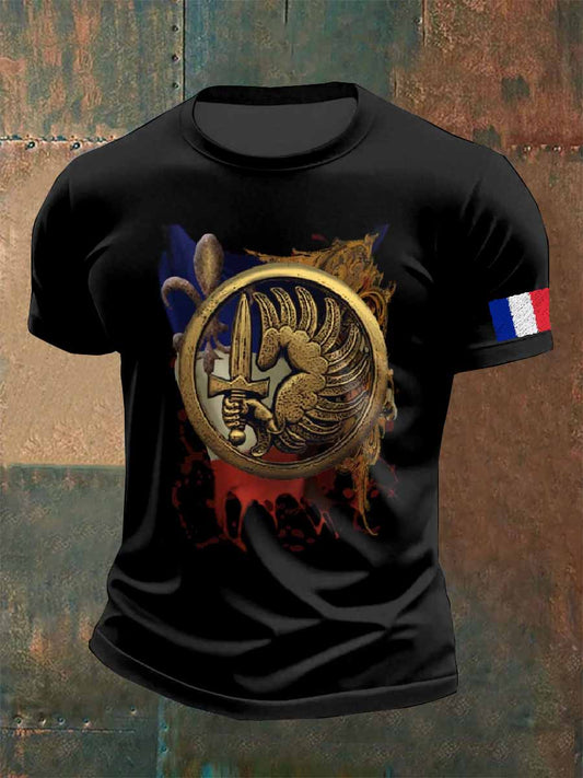 T-Shirt À Manches Courtes Imprimé Militaire Pour Homme