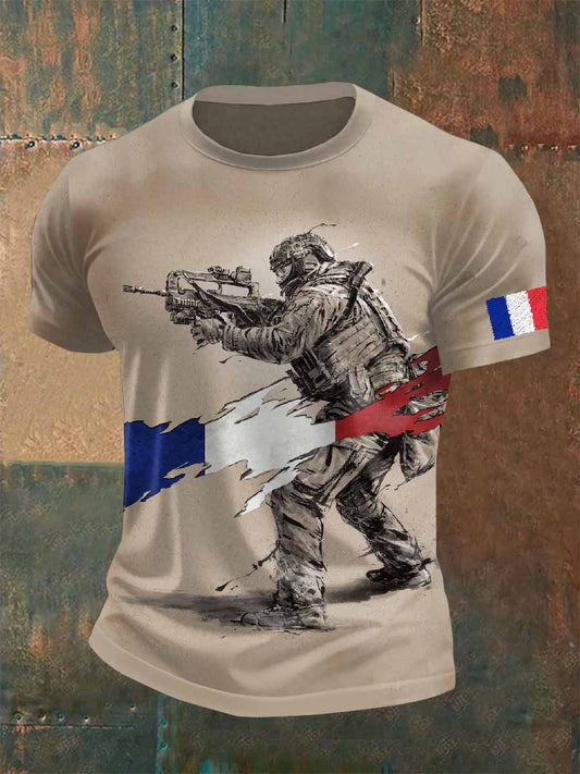 T-Shirt À Manches Courtes Imprimé Militaire Pour Homme