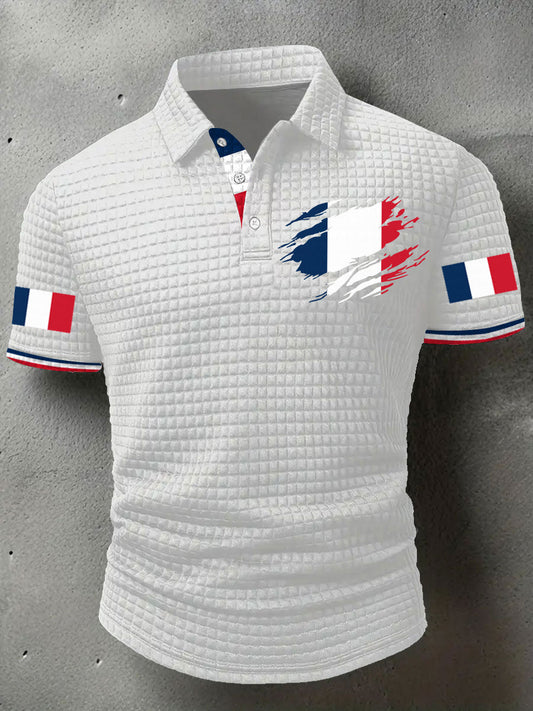 Hauts décontractés à imprimé drapeau France pour hommes