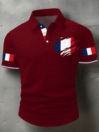 Hauts décontractés à imprimé drapeau France pour hommes