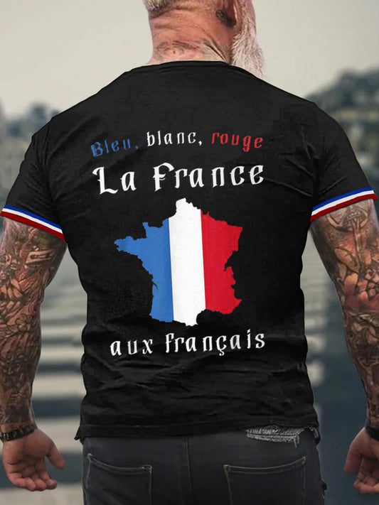 T-shirt à manches courtes Bleu Blanc Rouge Homme