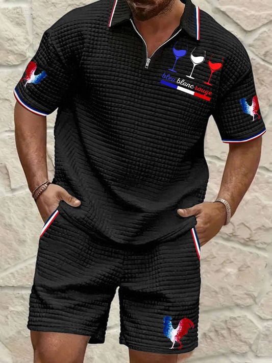 Costume Bleu Blanc Rouge Plaid Homme