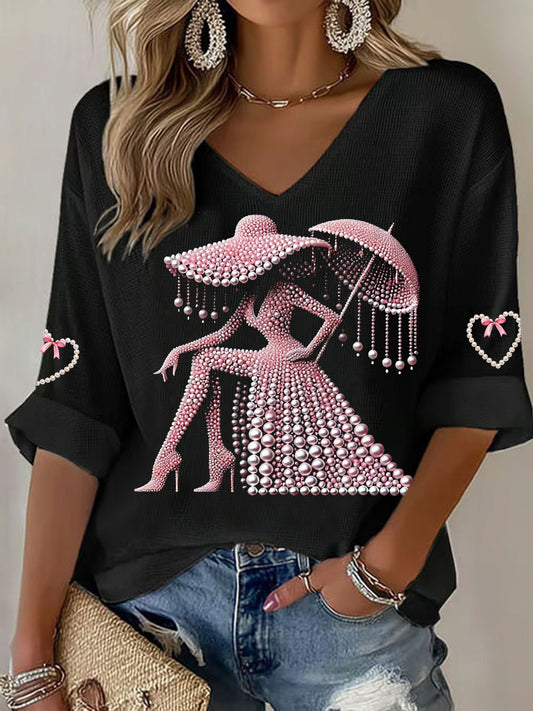 T-shirt gaufré sensibilisation au cancer du sein pour femmes