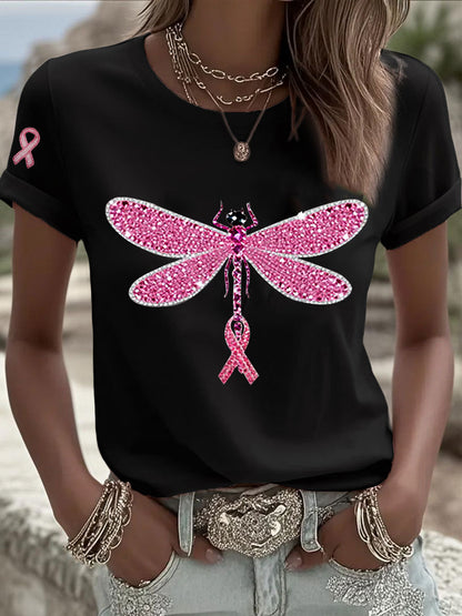 T-shirt Décontracté Femme Imprimé Ruban Rose