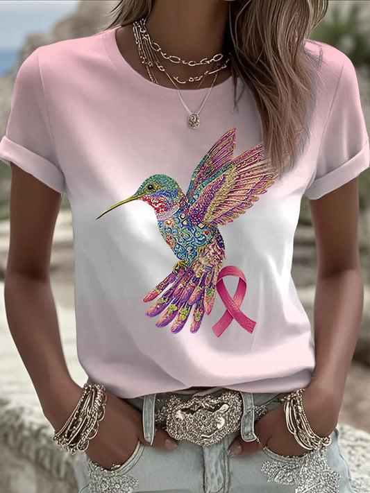 T-shirt Décontracté Femme Imprimé Ruban Rose