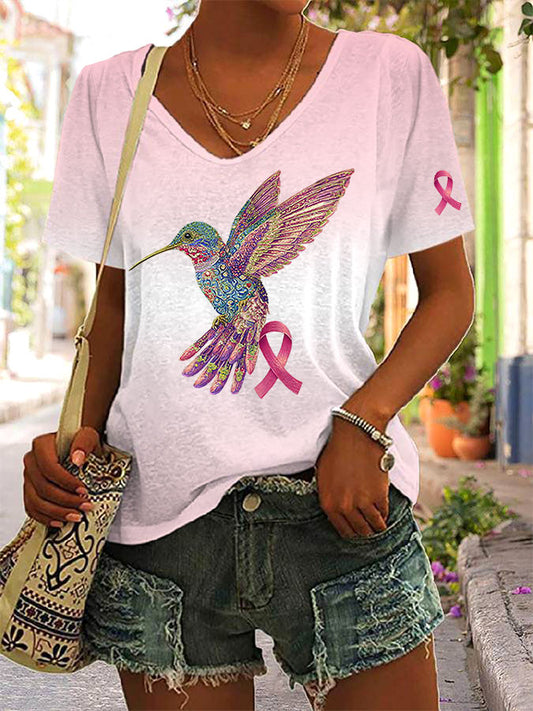 T-shirt Décontracté Femme Imprimé Ruban Rose