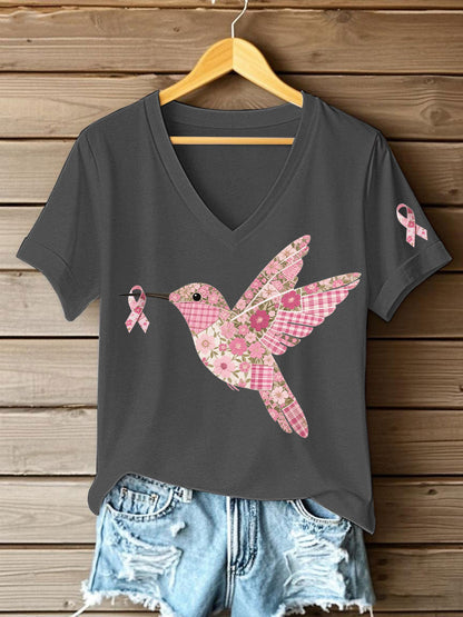 T-shirt Femme Rose Imprimé Colibri