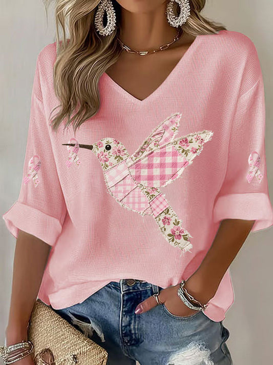 T-shirt Femme Rose Imprimé Colibri