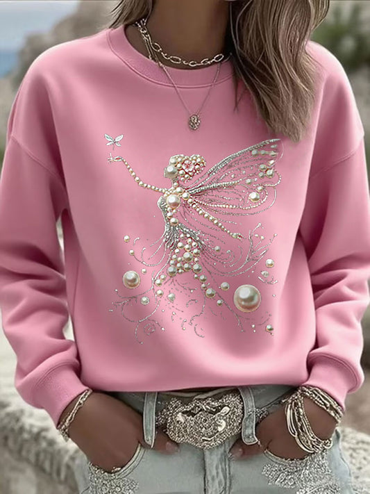 Sweat-shirt Décontracté Femme Rose Imprimé Perle
