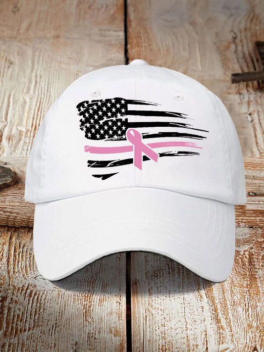 Chapeau unisexe de soutien de conscience de cancer du sein de drapeau américain de ruban rose