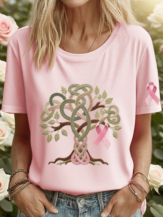 T-shirt brodé de ruban Tree of Life Femme