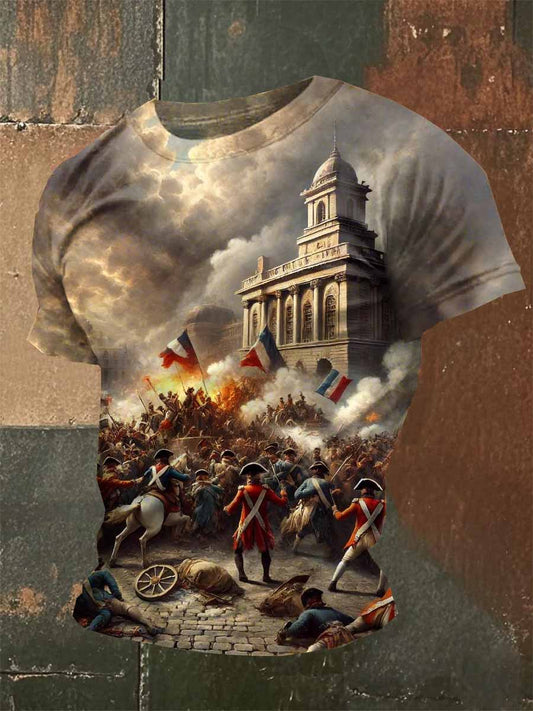 T-Shirt Casual Imprimé Vintage Pour Homme