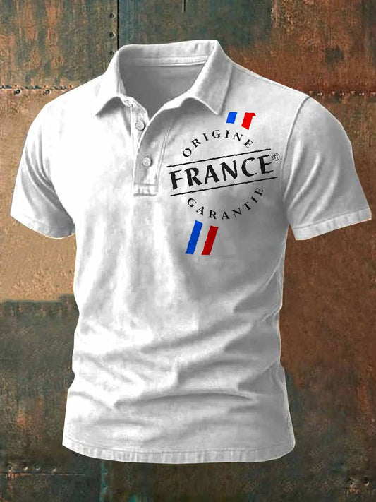 Polo Homme Vintage Imprimé Français