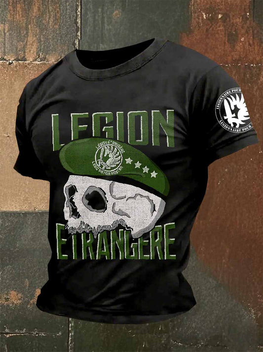 Homme Vintage Légion Étrangère Imprimé T-Shirt Manches courtes