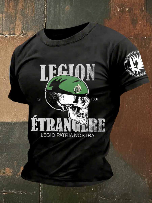 Homme Vintage Légion Étrangère Imprimé T-Shirt Manches courtes