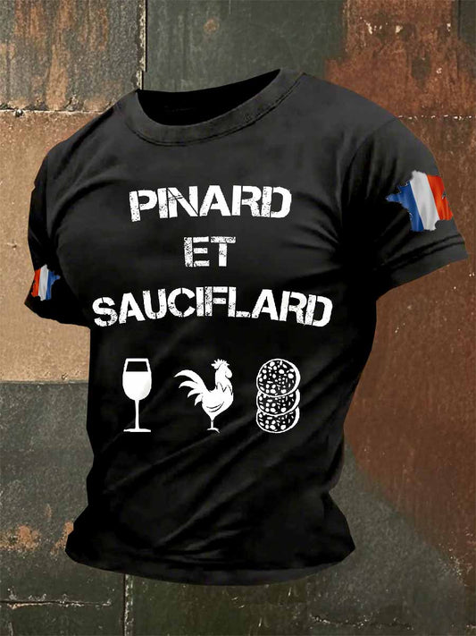 T-Shirt Homme Vin Français Imprimé