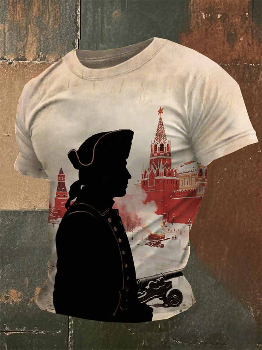 T-Shirt Casual Imprimé Vintage Pour Homme