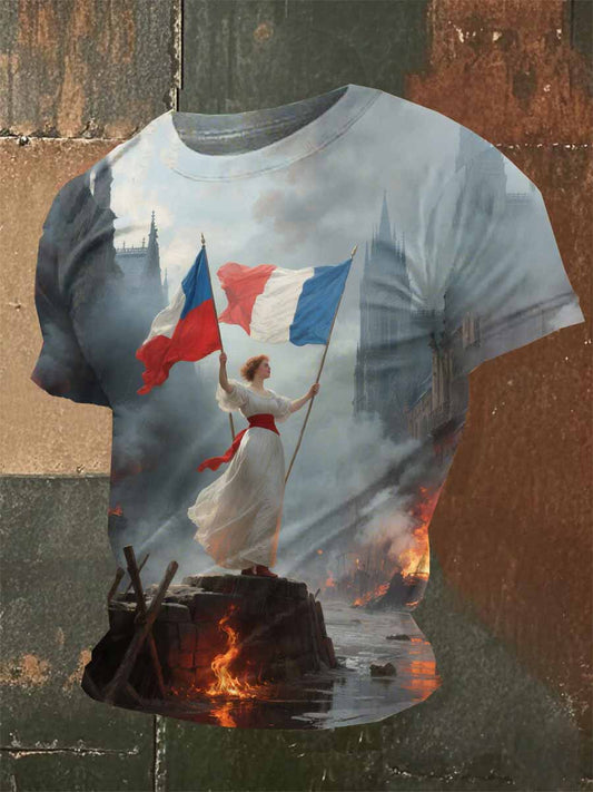 T-Shirt Casual Imprimé Vintage Pour Homme