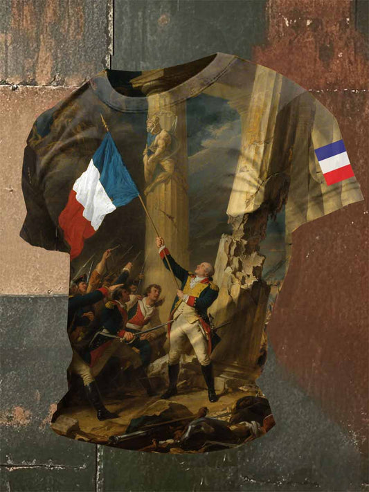 T-Shirt Casual Imprimé Vintage Pour Homme