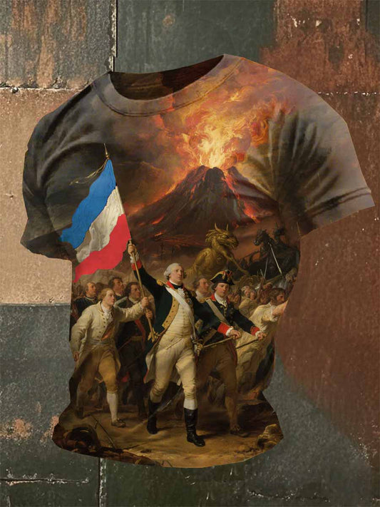 T-Shirt Casual Imprimé Vintage Pour Homme