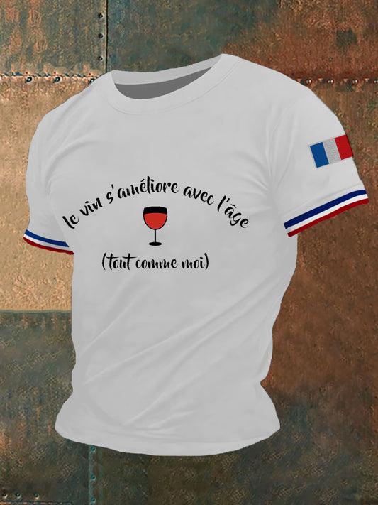 T-shirt manches courtes Le Vin S'ameliore Avec L'age Homme
