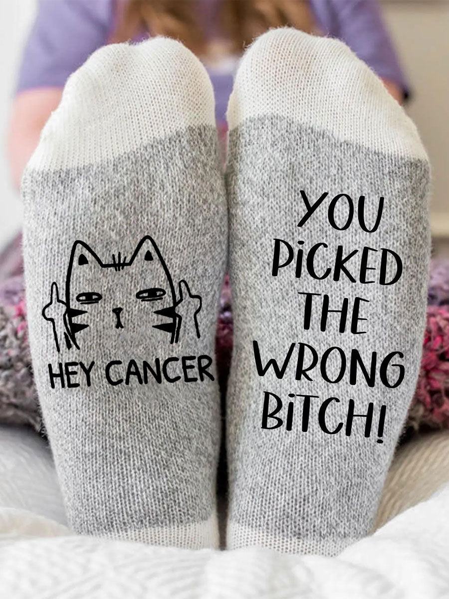 Hey cancer vous avez choisi la mauvaise chienne chaussettes unisexes