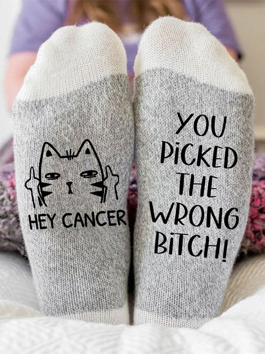 Hey cancer vous avez choisi la mauvaise chienne chaussettes unisexes