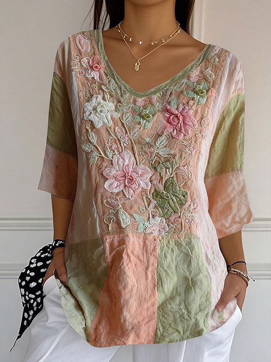 Tops Femme Rose Imprimé Floral Cancer Du Sein