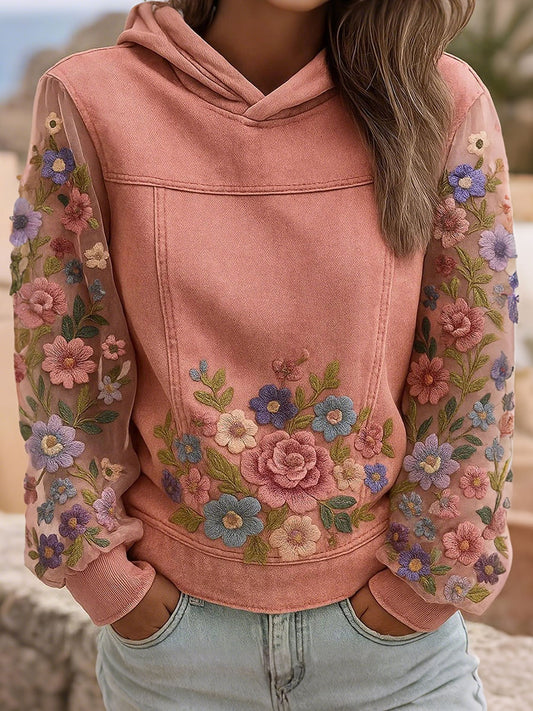 Sweatshirts Femme Breast Cancer Rose Imprimé Floral