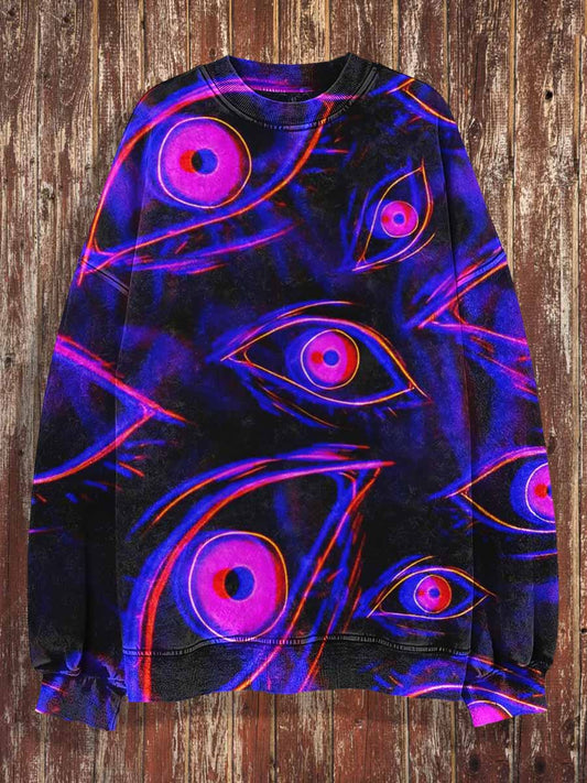 Unisexe 3D Magic Eyes Imprimer Halloween ras du cou Sweat-shirt décontracté