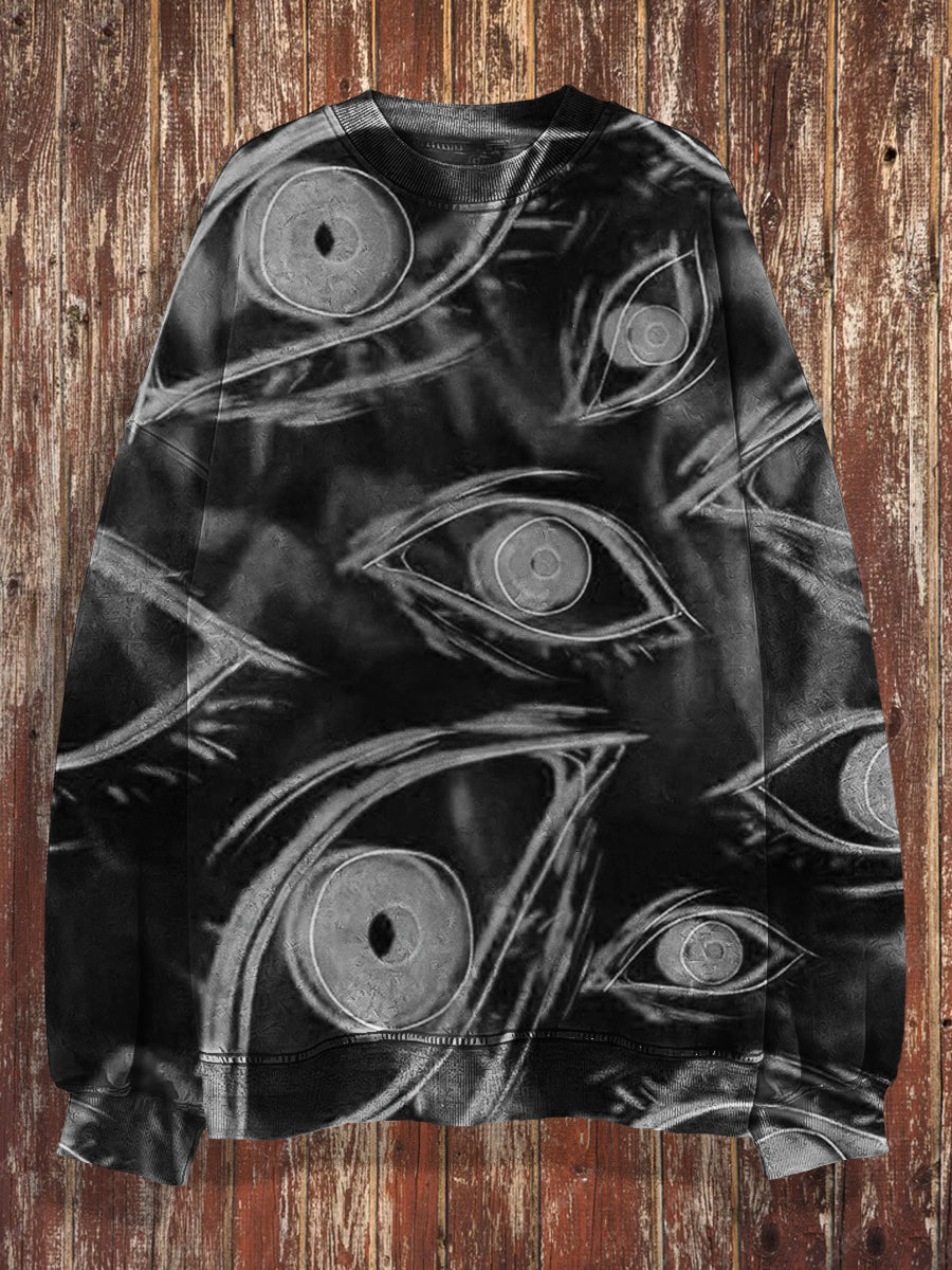 Unisexe 3D Magic Eyes Imprimer Halloween ras du cou Sweat-shirt décontracté