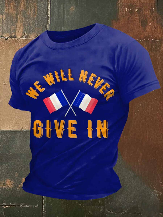 T-Shirt Décontracté À Imprimé Rétro Français Pour Homme